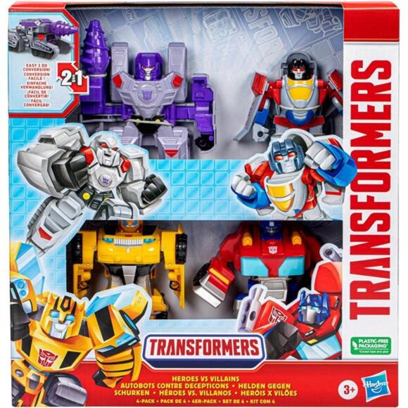 Transformers Toys Heroes vs Villains 4-Pack, Autobot and Decepticon 4.5-Inch - Picture 3 of 6